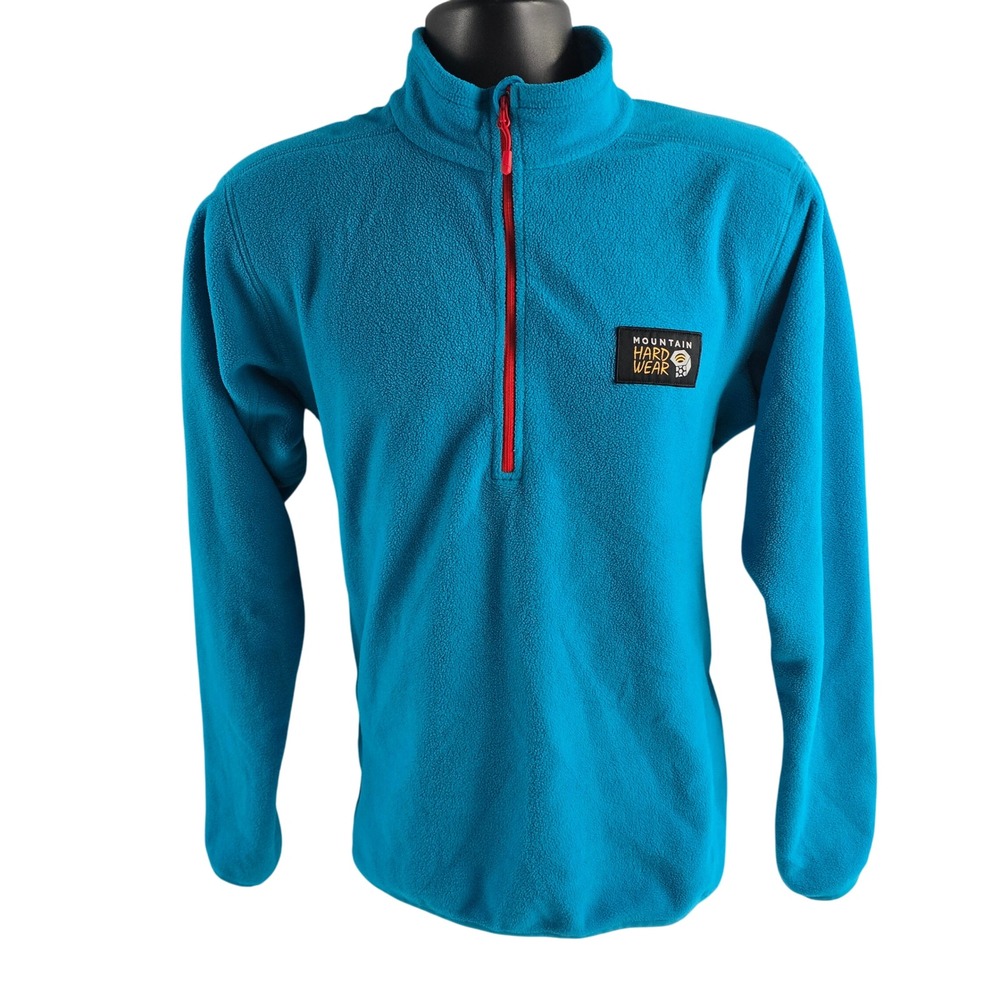 Mountain Hardwear Fleece Pullover Mens S Red Zip Teal Blue Jacket